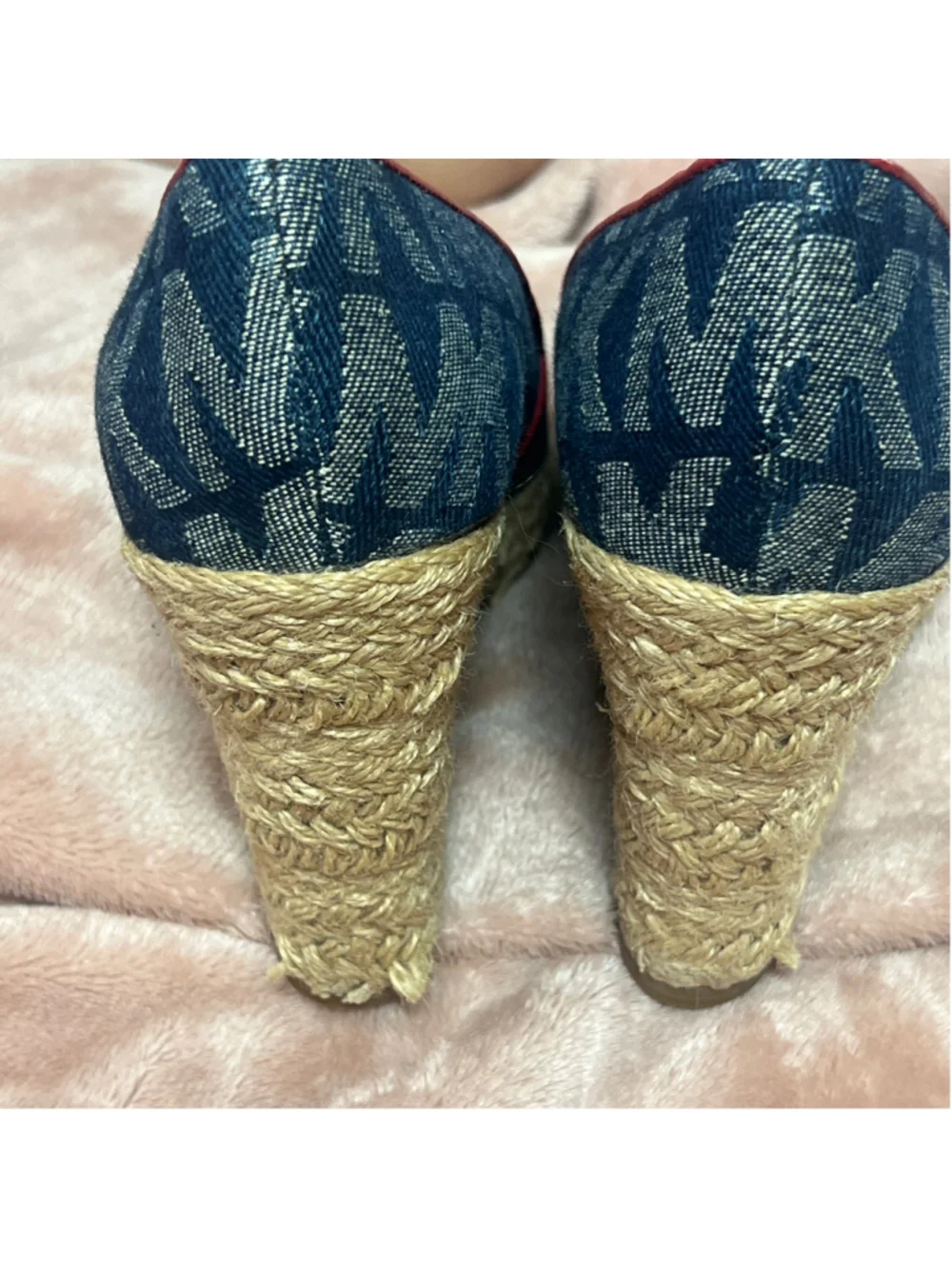Women's Michael Kors Denim Wedges Size 7.5 Blue and Red